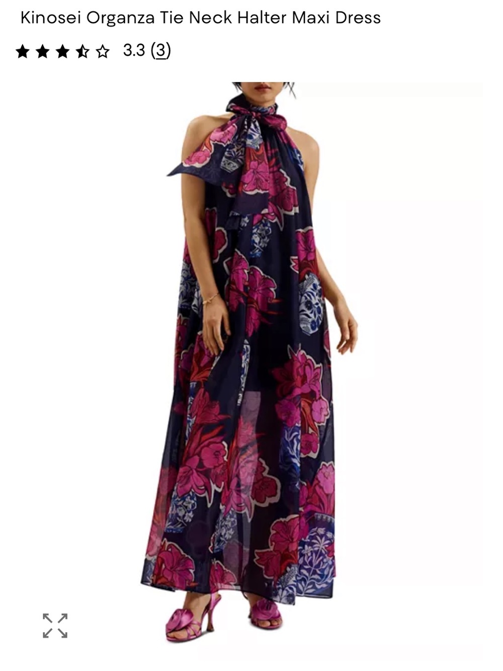 Ted Baker Kinosei Organza Tie Neck Halter Maxi Dress